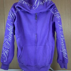 ❤️ NEW Affirmation Full Zip Hoodie Love Yourself Inspirational Size L